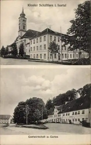 Ak Schäftlarn Oberbayern, Kloster, Gastwirtschaft, Garten