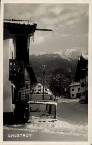 Ak Ohlstadt in Oberbayern, Straßenpartie, Winter