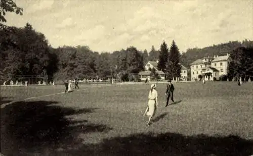 Ak Possenhofen Pöcking im Kreis Starnberg Oberbayern, Gasthof von Carl Schauer, Wiese