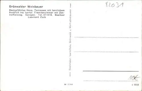 Ak Grünwald in Oberbayern, Grünwalder Weinbauer, Bes. Leonhard Zach