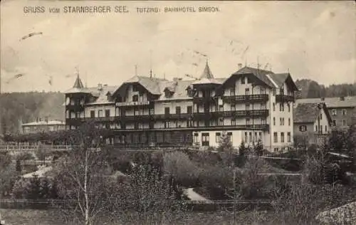 Ak Tutzing am Starnberger See Oberbayern, Bahnhotel Simson