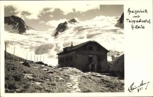 Ak Mayrhofen im Zillertal Tirol, Greizer Hütte, Trippachsattel