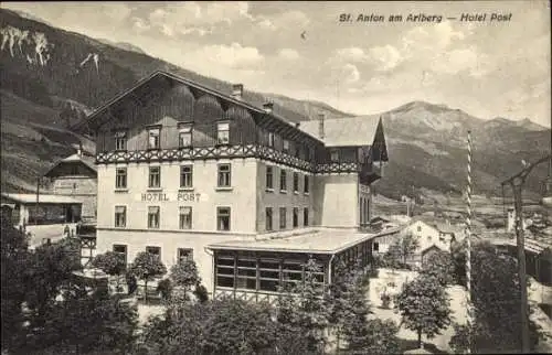 Ak Sankt Anton am Arlberg Tirol Österreich, Hotel Post