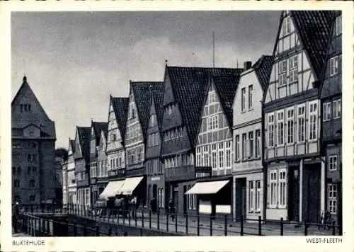 Ak Buxtehude in Niedersachsen, West Fleet, Fachwerkhäuser