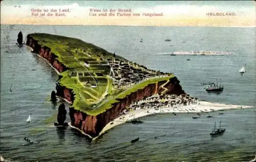 Ak Helgoland, Gesamtansicht der Insel, Gedicht