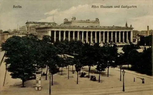 Ak Berlin Mitte, Lustgarten, Altes Museum, Litfasssäule