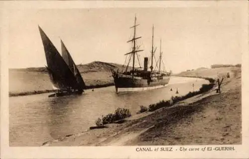 Ak-Kanal von Suez Ägypten, die Kurve von El Guersh