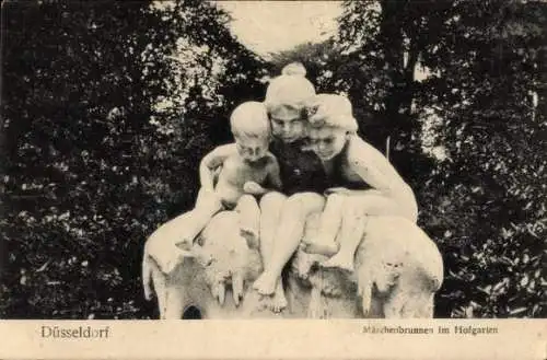 Ak Düsseldorf am Rhein, Hofgarten, Märchenbrunnen