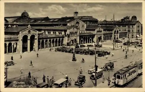 Ak München Bayern, Hauptbahnhof, Straßenbahn