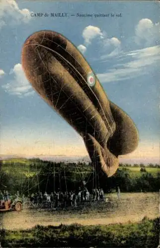 Ak Französischer Militärballon, Fesselballon, Camp Mailly