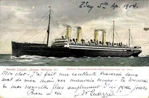 Ak Dampfer Kaiser Wilhelm II., Norddeutscher Lloyd Bremen