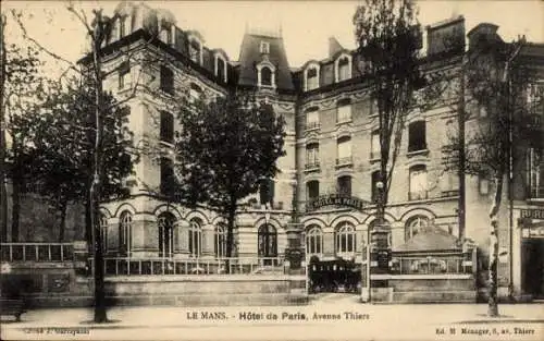 Ak Le Mans Sarthe, Hotel de Paris, Avenue Thiers