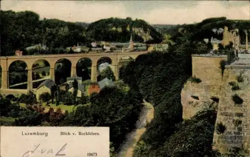 Ak Luxemburg Luxembourg, Panorama, Viadukt, Blick von Bockfelsen