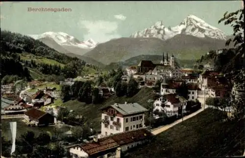 Ak Berchtesgaden in Oberbayern, Ortsansicht, Watzmann