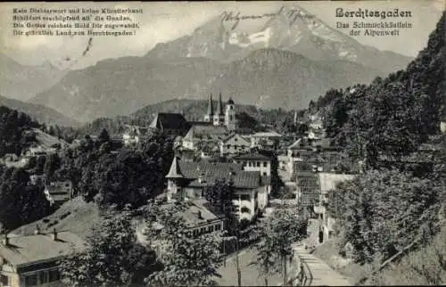 Ak Berchtesgaden in Oberbayern, Gesamtansicht, Watzmann, Spruch