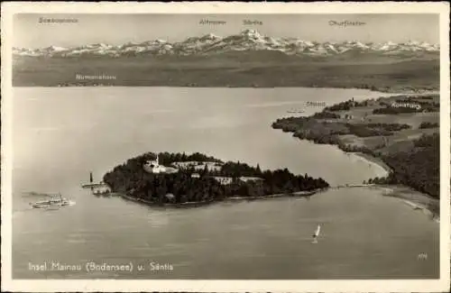 Ak Insel Mainau im Bodensee, Säntis, Altmann, Romanshorn, Churfirsten, Konstanz, Staad