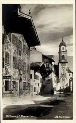 Ak Mittenwald in Oberbayern, Neunerhaus, Geschäft Karl Streng