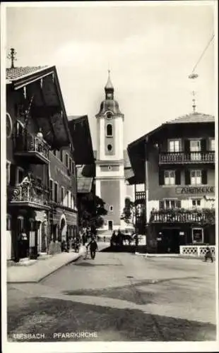 Ak Miesbach in Oberbayern, Pfarrkirche, Apotheke