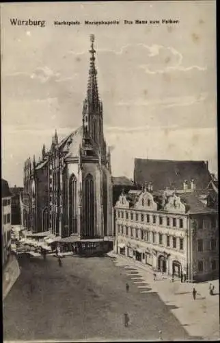 Ak Würzburg am Main Unterfranken, Marktplatz, Marienkapelle, Das Haus zum Falken