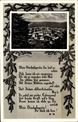 Ak Bischofsgrün im Fichtelgebirge, Totalansicht, Gedicht