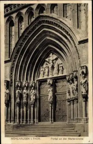 Ak Mühlhausen in Thüringen, Marienkirche, Portal