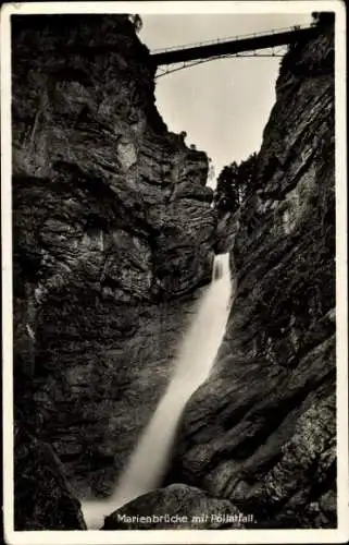 Ak Füssen im Allgäu, Marienbrücke, Pöllatfall