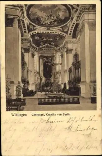 Ak Wiblingen Ulm an der Donau Baden, Chororgel, Cruzifix von Syrlin