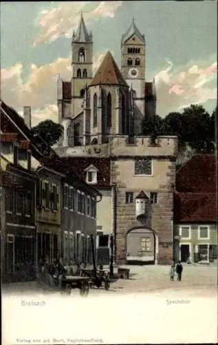 Ak Breisach am Rhein, Specktor mit Blick auf die Kirche