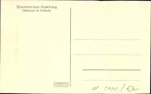 Ak Hamburg Nord Winterhude, Stadtpark, Planetarium im Wasserturm, Projektor