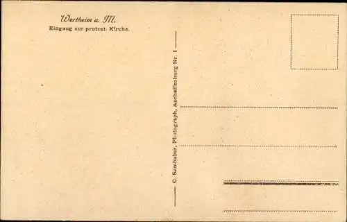 Ak Wertheim am Main, Eingang zur protestantischen Kirche