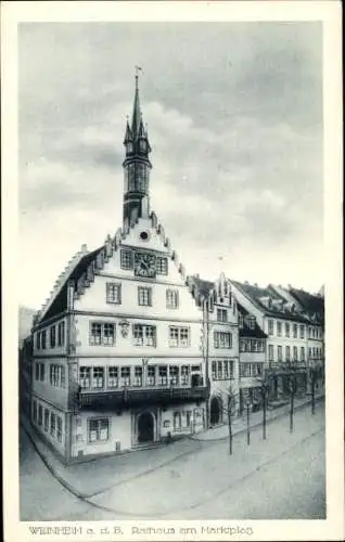 Ak Weinheim, Blick auf das Rathaus am Marktplatz