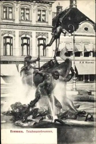 Ak Hansestadt Bremen, Teichmannbrunnen