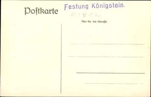 Künstler Ak Oer, Königstein an der Elbe Sächsische Schweiz, Das Pagenbett auf der Festung