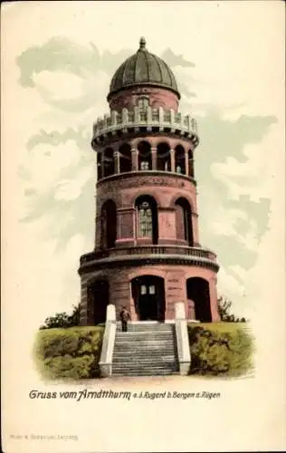 Ak Bergen Insel Rügen, Arndtturm auf dem Rugard