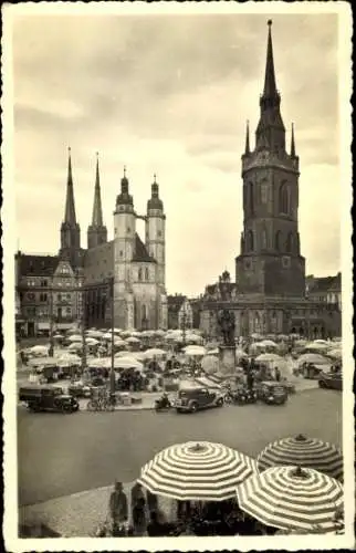 Ak Halle an der Saale, Blick vom Rathaus auf dem Markt