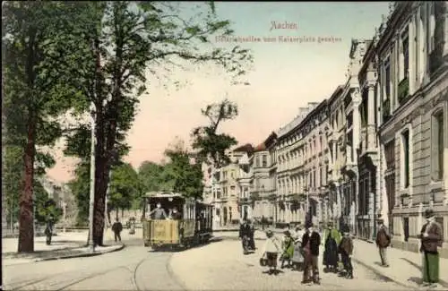 Ak Aachen in Nordrhein Westfalen, Heinrichsallee vom Kaiserplatz gesehen, Tram