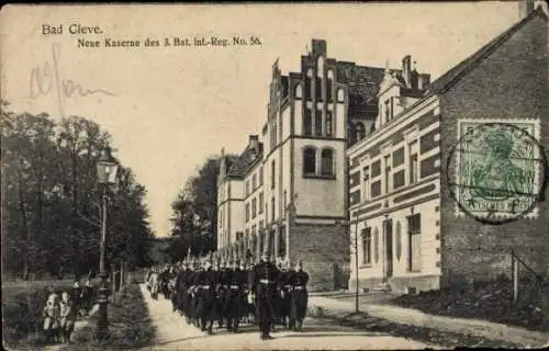 Ak Bad Cleve Kleve am Niederrhein, Neue Kaserne des 3. Bat. Inf.-Reg. No. 56, Soldaten