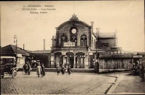 Ak Duisburg, Bahnhof, Straßenseite