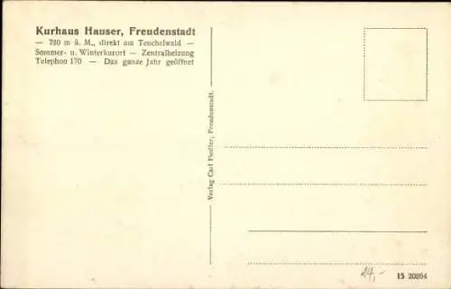 Ak Freudenstadt im Schwarzwald, Kurhaus Hauser am Teuchelwald