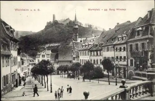 Ak Weinheim an der Bergstraße Baden, Marktplatz, Burg Windeck