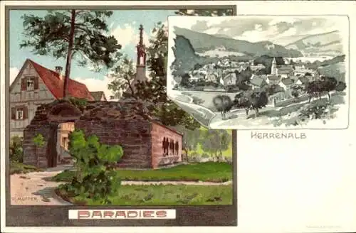 Künstler Litho Mutter, K., Bad Herrenalb im Schwarzwald, Paradies, Klosterruine