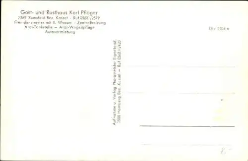 Ak Remsfeld Knüllwald Hessen, Gast und Rasthaus Pflüger, Innenansicht, Autobahnabfahrt Homberg
