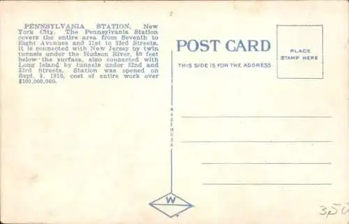 Ak New York City USA, Pennsylvania Station