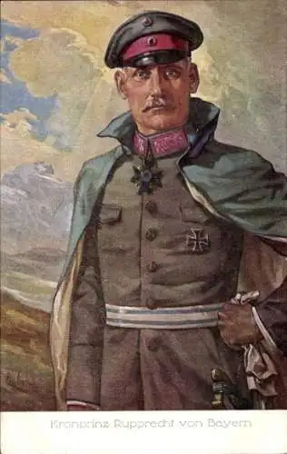 Künstler Ak Kronprinz Rupprecht von Bayern, Portrait in Uniform