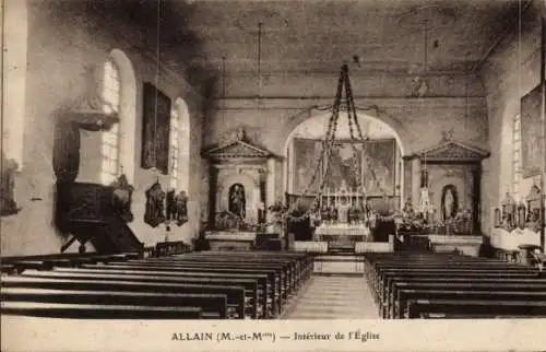 Ak Allain Meurthe et Moselle, Kirche, Innenansicht