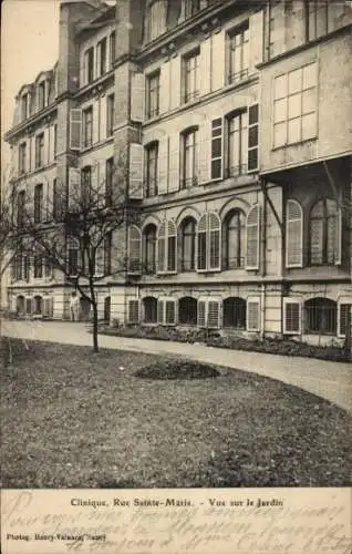 Ak Nancy Lothringen Meurthe et Moselle, Clinique Rue Sainte Marie, vue sur le Jardin