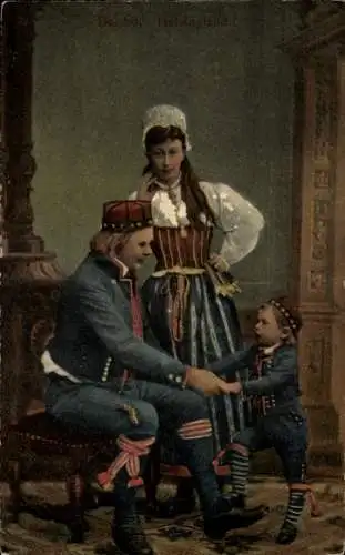 Ak Familie in schwedischer Volkstracht, Familienbild