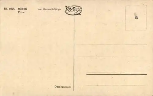 Künstler Ak Rammelt-Bürger, Rosen, Blumenvase