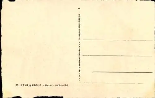 Künstler Ak Huygen, Baskenland, Ehepaar, Französische Volkstracht, Schwein