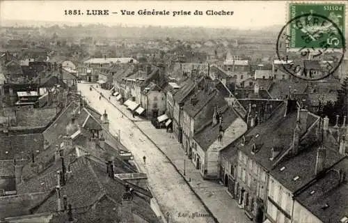 Ak Lure Haute Saône, Blick vom Glockenturm, Gesamtansicht